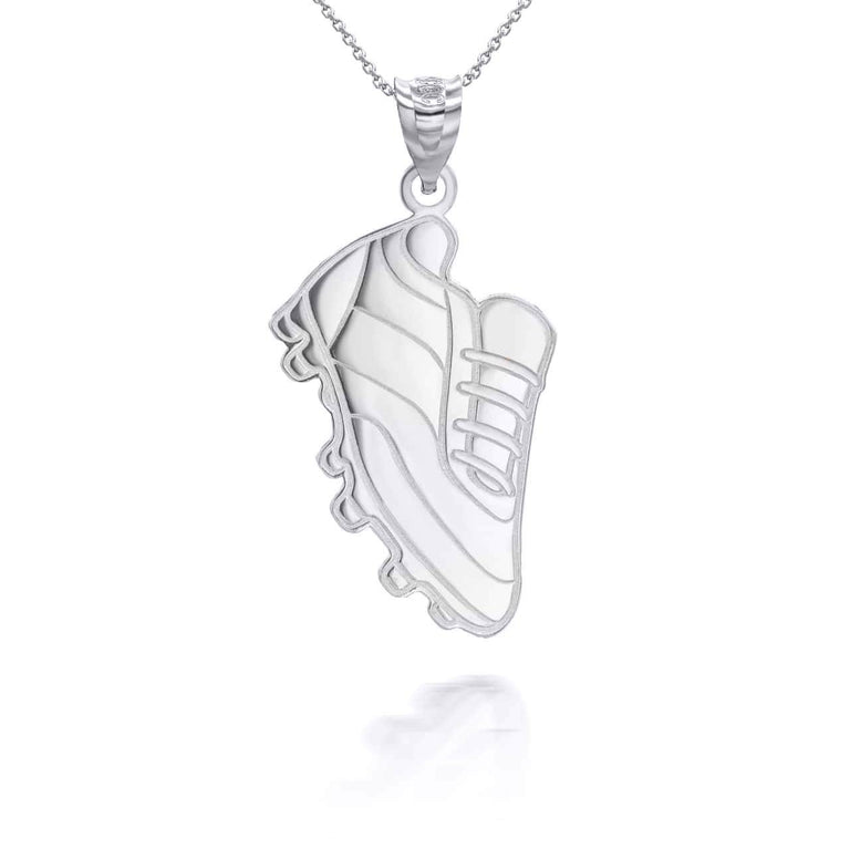 Personalized Soccer Cleats Football Sports Reversible Pendant Necklace in Solid .925 Sterling Silver