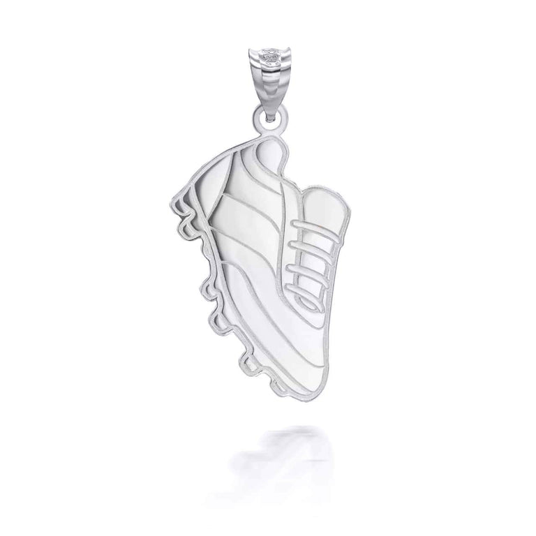 Personalized Soccer Cleats Football Sports Reversible Pendant Necklace in Solid .925 Sterling Silver