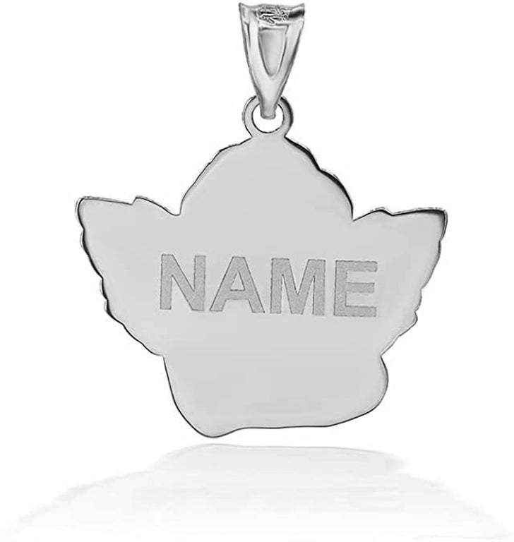 Personalized Engravable Cherub Cupid Guardian Angel Name Pendant Necklace With Your NAME in Solid .925 Sterling Silver