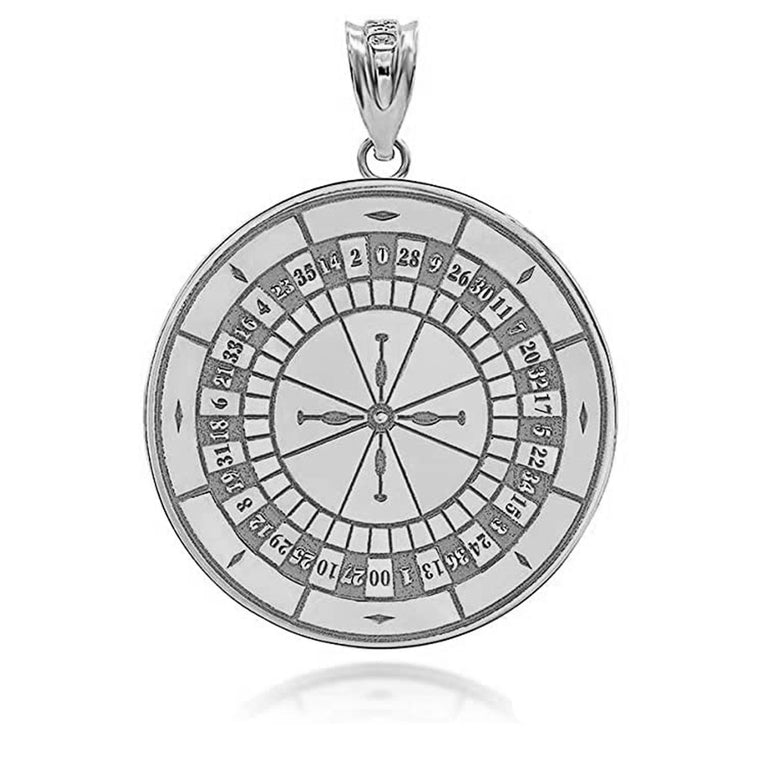 Personalize Engravable Casino Roulette Wheel Pendant Necklace With Your NAME in Solid .925 Sterling Silver
