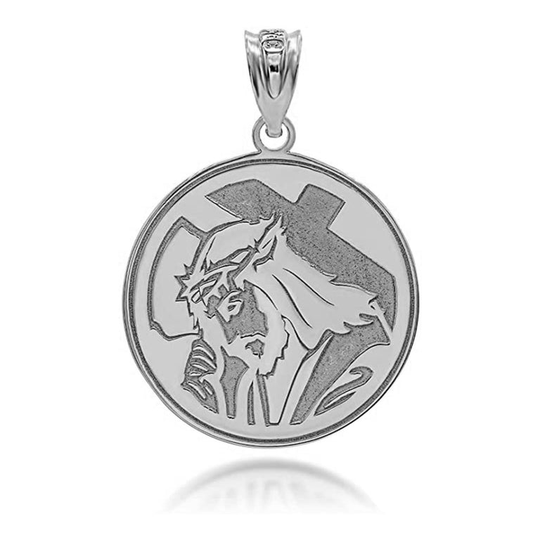 Engravable Personalized NAME Jesus Christ Carrying Cross Necklace in Solid .925 Sterling Silver