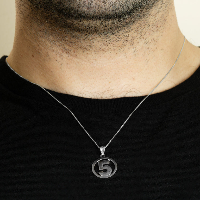 Personalized Jersey Number Sports Circle Pendant Necklace in Solid .925 Sterling Silver