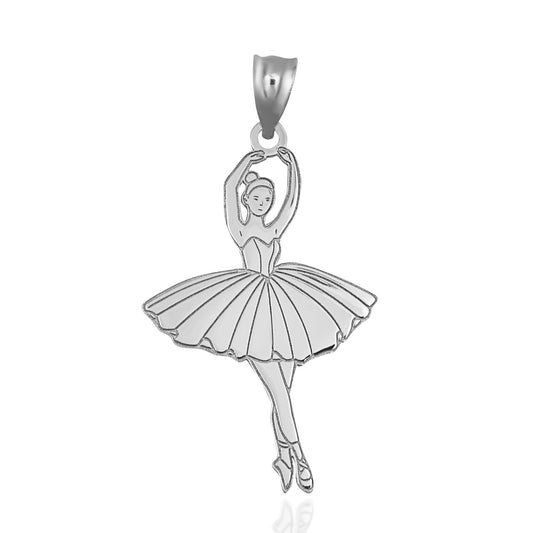 "925 Sterling Silver Engravable Ballerina Ballet Dancer Reversible Pendant Necklace | Personalized Gift | Handcrafted Silver Jewelry | High Polish Finish | Customizable Engravings | Ballet Lover's Necklace | Reversible Design |