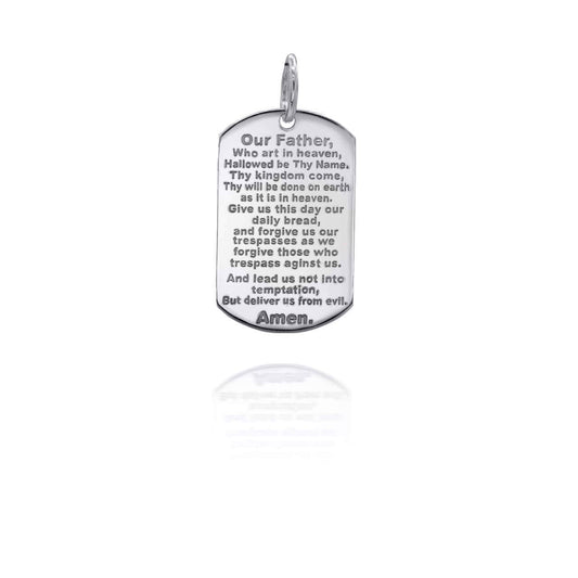Personalized Lord's Prayer Reversible Pendant Necklace With Your Name in Solid .925 Sterling Silver