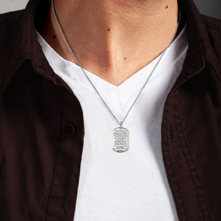 Personalized Lord's Prayer Reversible Pendant Necklace With Your Name in Solid .925 Sterling Silver