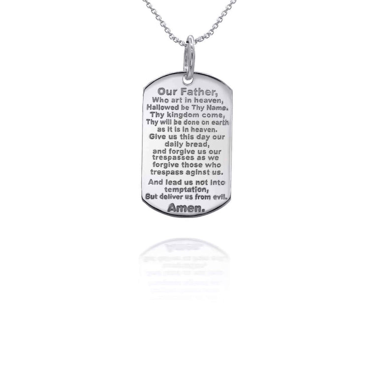 Personalized Lord's Prayer Reversible Pendant Necklace With Your Name in Solid .925 Sterling Silver
