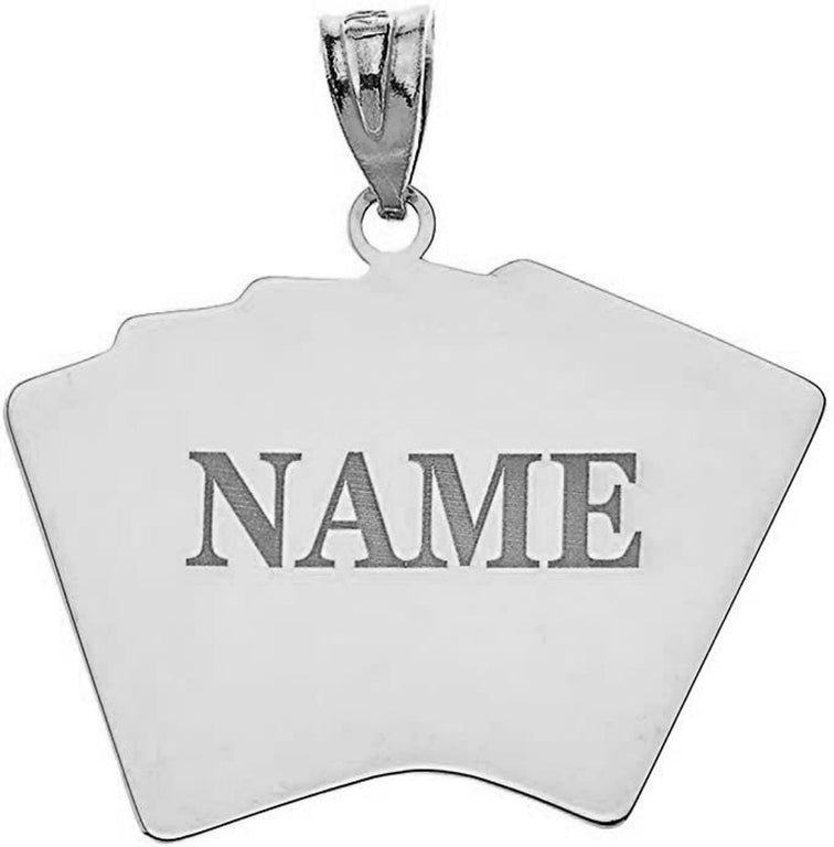 Royal flush A, K, Q, J, 10 Lucky Poker Cards Hand Engravable With Your NAME in Solid .925 Sterling Silver