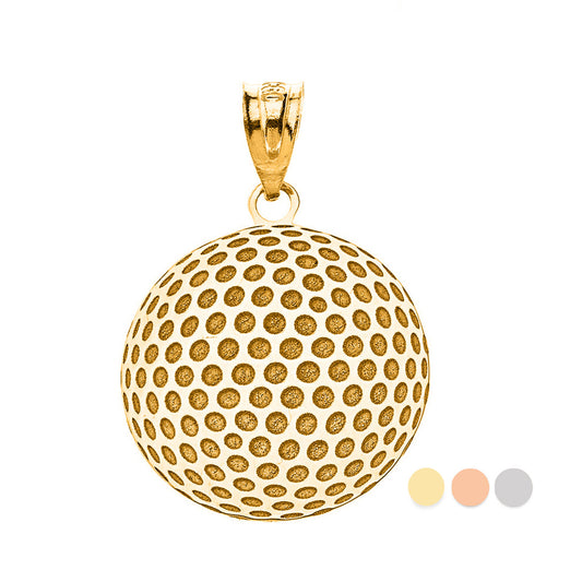 Personalized Your Sports Golf Ball Pendant Necklace By Engraving Your NAME in Solid Yellow, White and Rose Gold