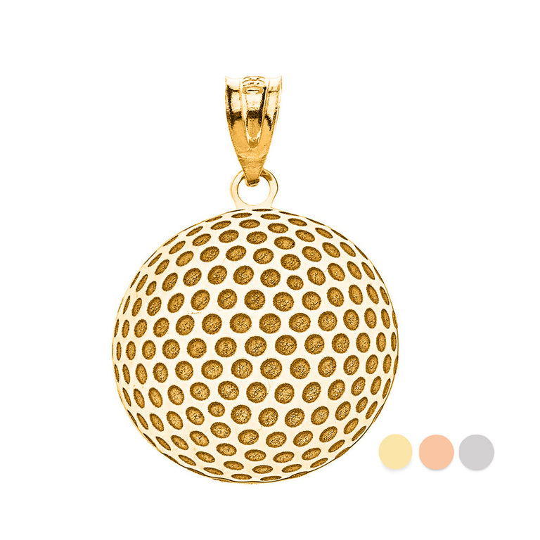 Personalized Your Sports Golf Ball Pendant Necklace By Engraving Your NAME in Solid Yellow, White and Rose Gold