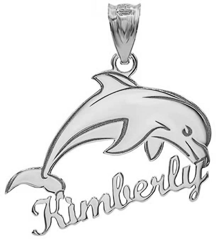Personalize Jumping Dolphin With Your Name in Solid .925 Sterling Silver