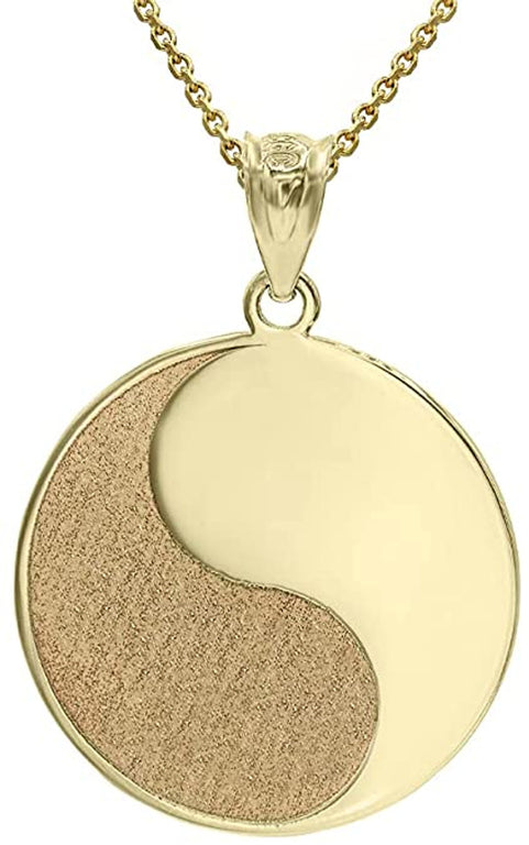 Personalized Engravable Name Ying Yang Pendant Necklace | Available in Solid Yellow, White and Rose Gold