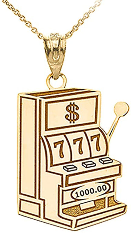 Personalized Your Lucky 7 Gambling Slot Machine Pendant Necklace Engraved Your NAME Handmade Solid Yellow, White and Rose Gold