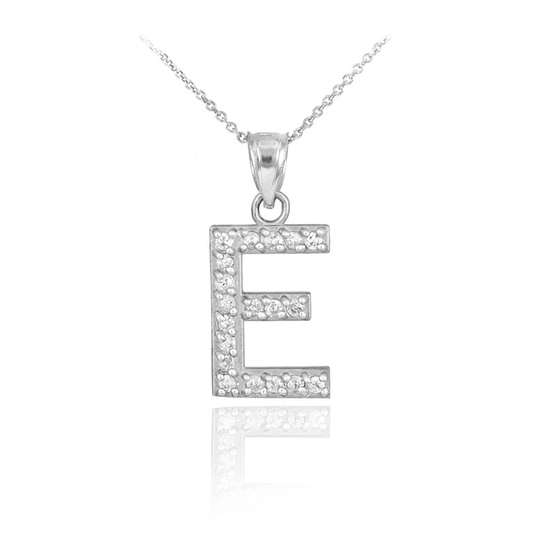 Letter Initial Diamond Monogram Pendant Necklace in Solid Yellow, White and Rose Gold