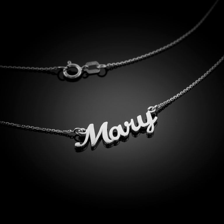 Personalized Nameplate Script Necklace in Solid .925 Sterling Silver