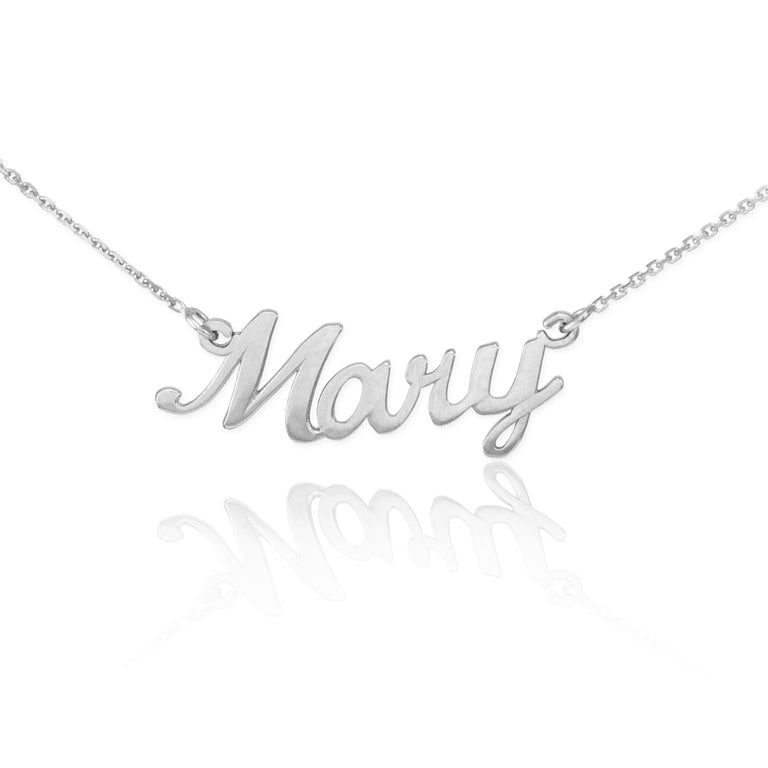 Personalized Nameplate Script Necklace in Solid .925 Sterling Silver