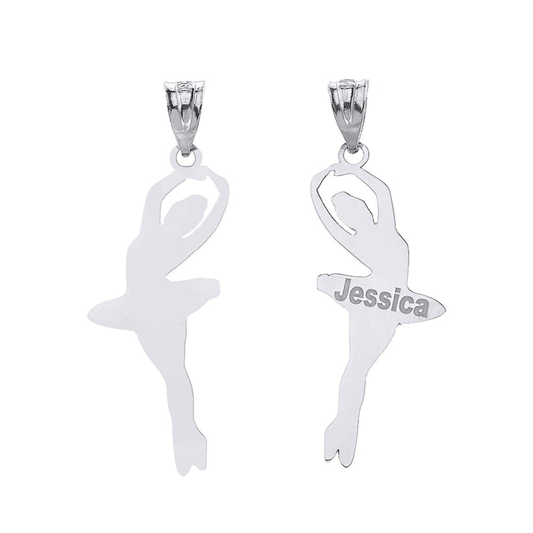 Personalized Engravable Female Ballerina Ballet Performer Dancer With Your NAME in Solid .925 Sterling Silver
