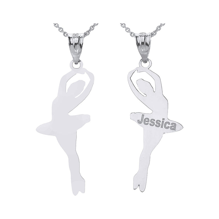 Personalized Engravable Female Ballerina Ballet Performer Dancer With Your NAME in Solid .925 Sterling Silver