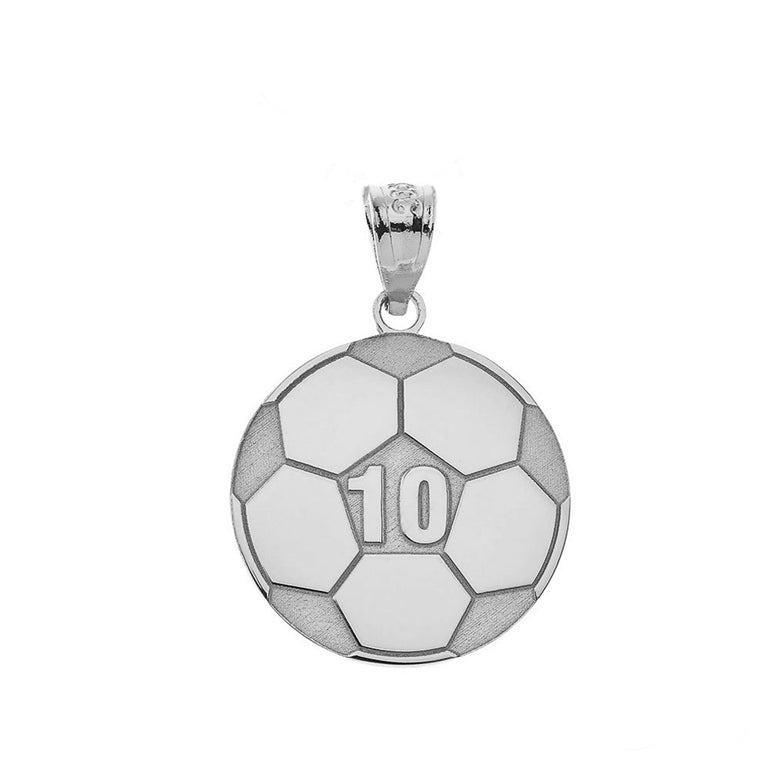 Personalized Engravable Soccer Ball Pendant Front/Back with Your Name & Number in Solid .925 Sterling Silver