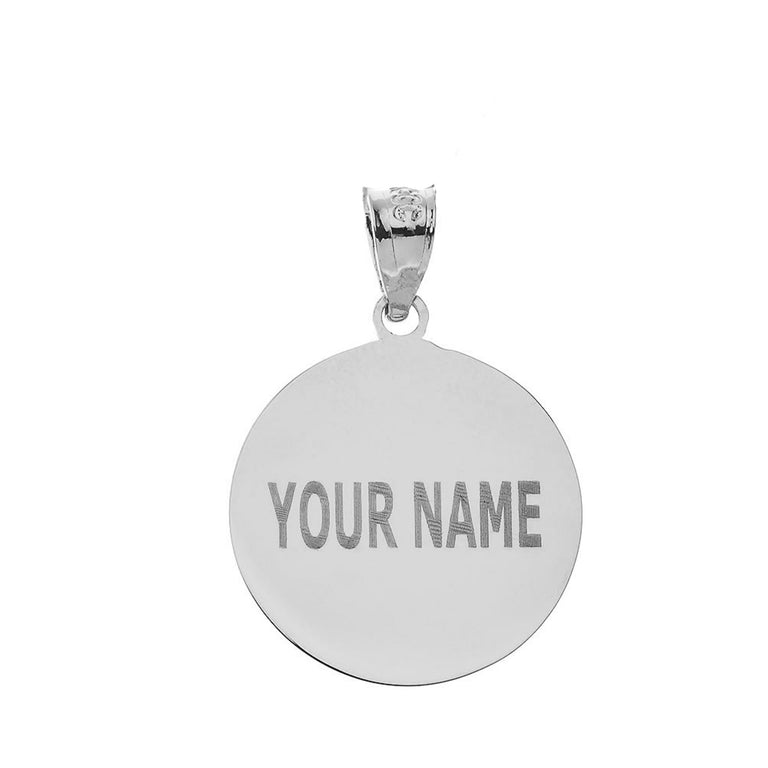 Personalized Engravable Front / Back Baseball Ball Pendant With Your NAME and NUMBER in Solid .925 Sterling Silver