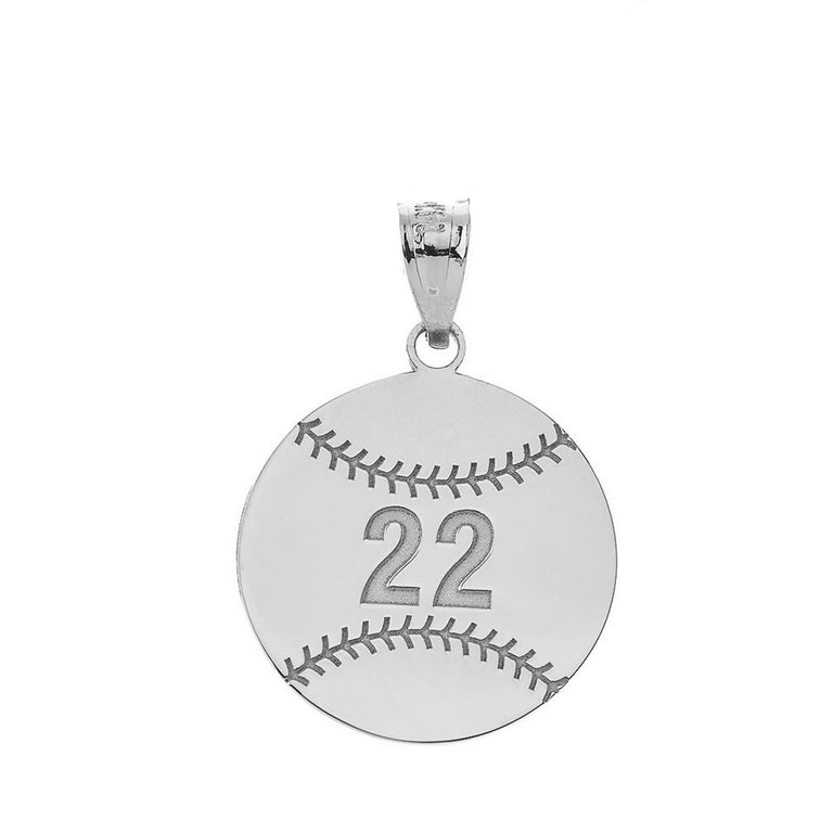 Personalized Engravable Front / Back Baseball Ball Pendant With Your NAME and NUMBER in Solid .925 Sterling Silver