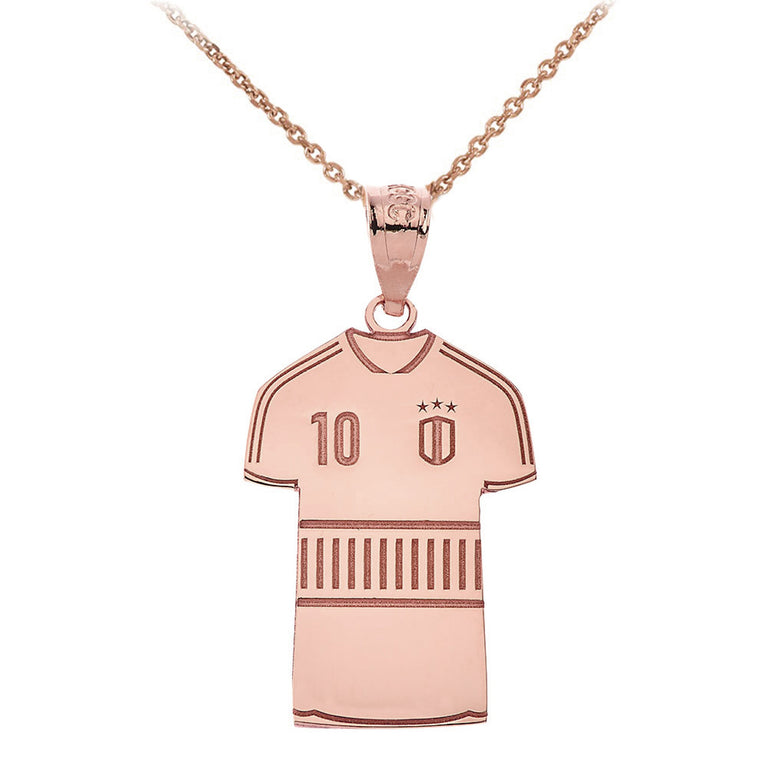 Personalized Engravable Soccer Jersey Pendant Front/Back Your Name & Number in Solid Yellow, White and Rose Gold
