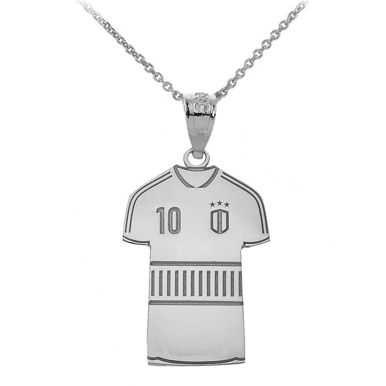 Personalized Engravable Soccer Jersey Pendant Front/Back Your Name & Number in Solid .925 Sterling Silver