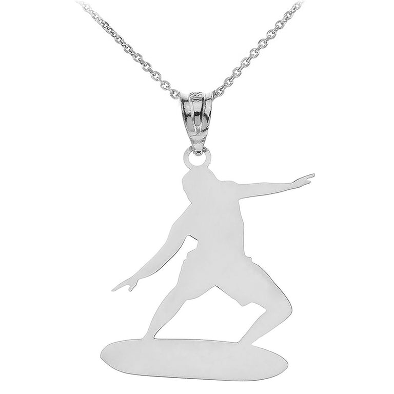 Personalized Longboard Surfing Pendant By Engraving Your NAME in Solid .925 Sterling Silver