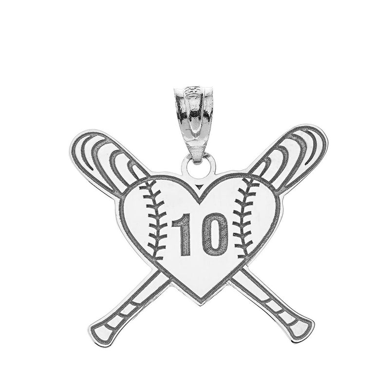Personalized Engravable Baseball Love Heart Shaped Pendant Necklace With Your NAME in Solid .925 Sterling Silver