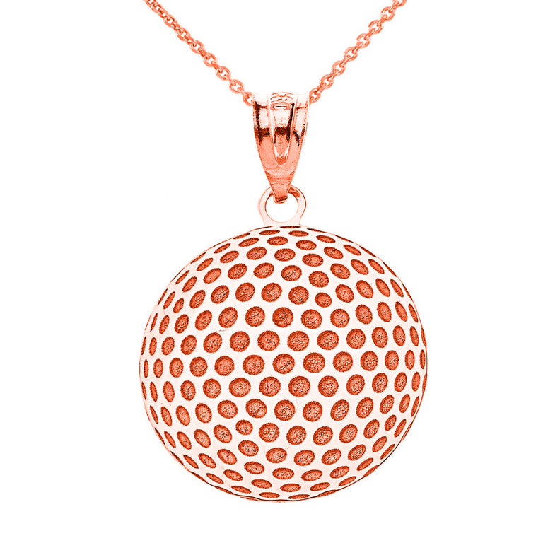 Personalized Your Sports Golf Ball Pendant Necklace By Engraving Your NAME in Solid Yellow, White and Rose Gold