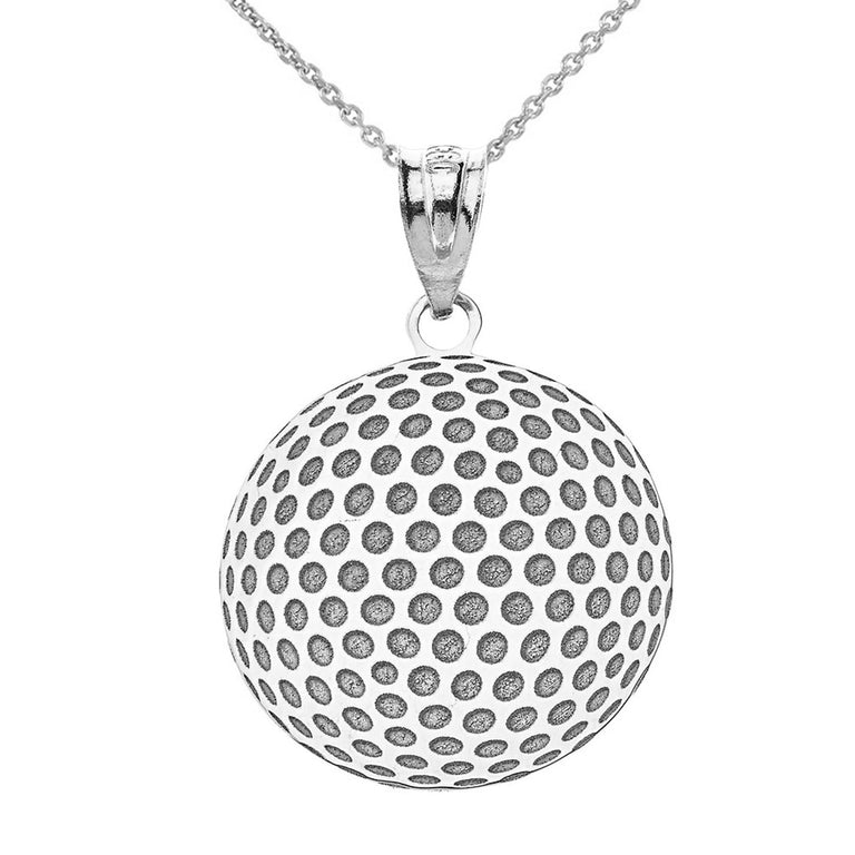 Personalized Your Sports Golf Ball Pendant Necklace By Engraving Your NAME in Solid .925 Sterling Silver