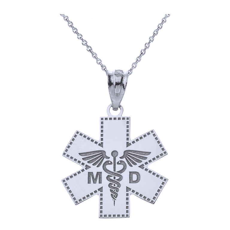 Personalized Engravable NAME Medical Doctor MD Cross Nurse Hospital Pendant Necklace in Solid Yellow, White and Rose Gold