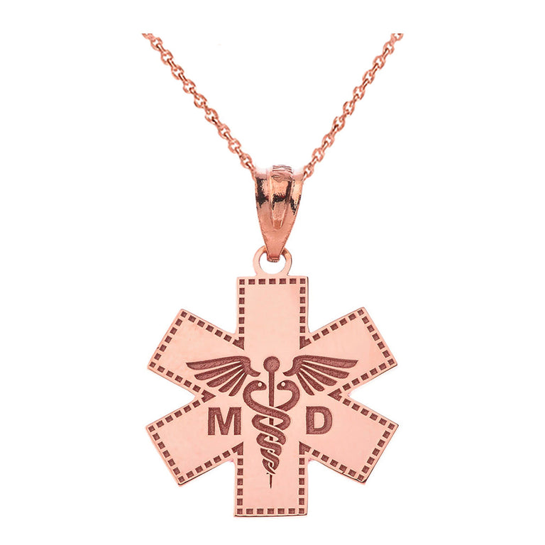 Personalized Engravable NAME Medical Doctor MD Cross Nurse Hospital Pendant Necklace in Solid Yellow, White and Rose Gold