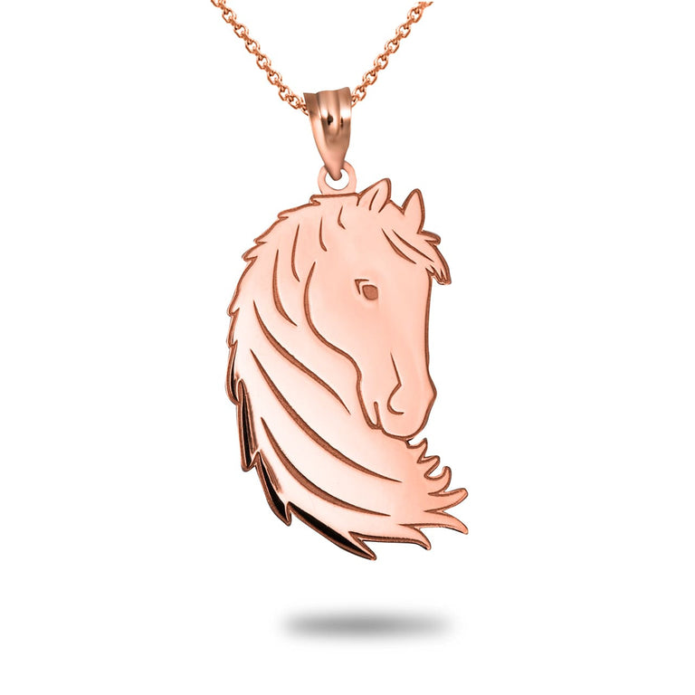 Personalized Unicorn Horse Engravable Pendant Necklace With Your NAME in Solid Yellow, White and Rose Gold