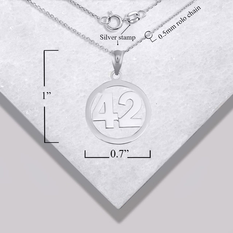 Personalized Jersey Number Sports Circle Pendant Necklace in Solid .925 Sterling Silver