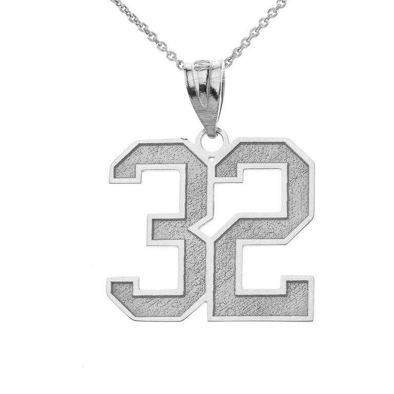 Personalized Your Sports Team Number Pendant Necklace By Engraving Your NAME in Solid .925 Sterling Silver