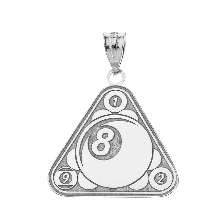 Personalized Engravable Billiards 8-Ball Pool Sports Pendant With Your NAME in Solid .925 Sterling Silver