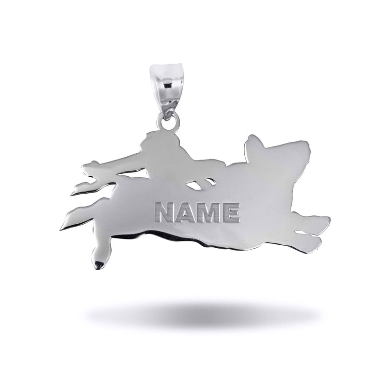 Personalized Cowboy Bull Rider Rodeo Engravable Necklace With Your NAME in Solid .925 Sterling Silver