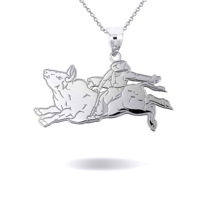 Personalized Cowboy Bull Rider Rodeo Engravable Necklace With Your NAME in Solid .925 Sterling Silver
