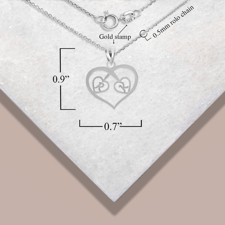Engravable Heart Initials Love Pendant Necklace in Solid .925 Sterling Silver