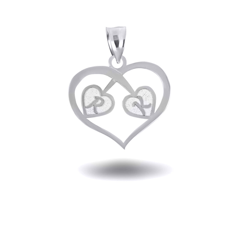 Engravable Heart Initials Love Pendant Necklace in Solid .925 Sterling Silver