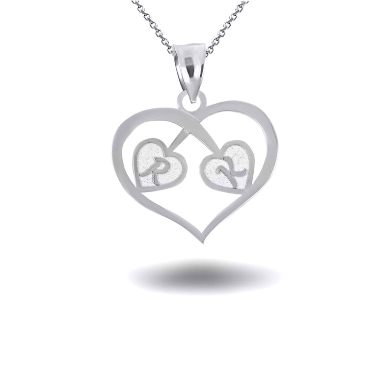 Engravable Heart Initials Love Pendant Necklace in Solid .925 Sterling Silver