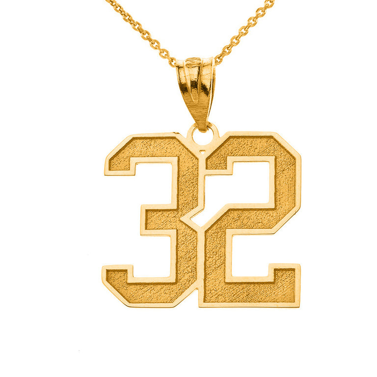 Personalized Your Sports Team Number Pendant Necklace By Engraving Your NAME in Solid Yellow, White and Rose Gold