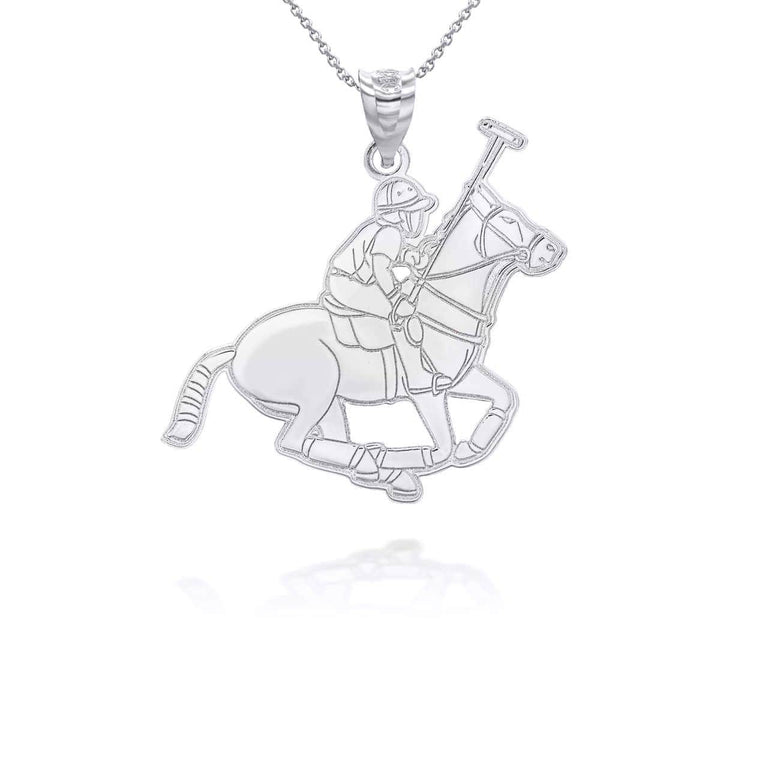 Personalized Your Name in Polo Sport Horse Riding Jockey Reversible Pendant Necklace in Solid .925 Sterling Silver