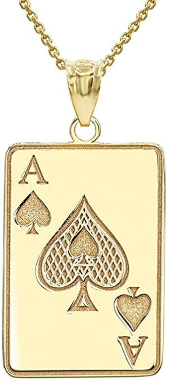 Personalized Engravable NAME Ace Of Spades Playing Card Lucky Charm With Your NAME in Solid Yellow, White and Rose Gold