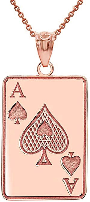 Personalized Engravable NAME Ace Of Spades Playing Card Lucky Charm With Your NAME in Solid Yellow, White and Rose Gold