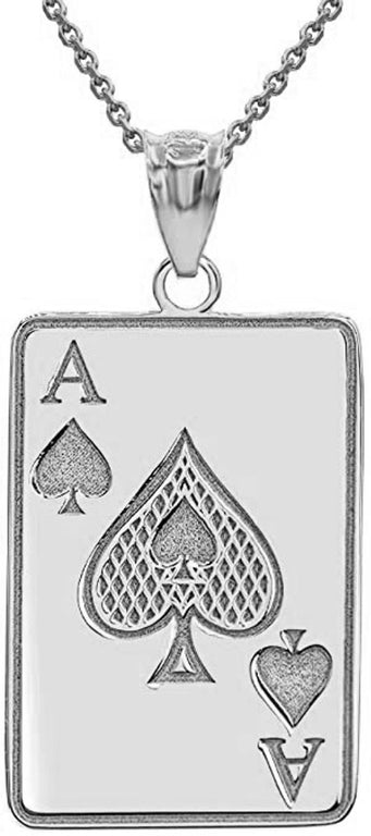 Personalized Engravable NAME Ace Of Spades Playing Card Lucky Charm With Your NAME in Solid Yellow, White and Rose Gold