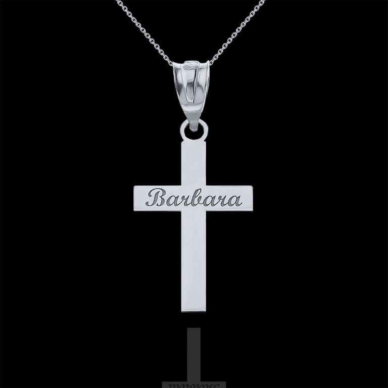 Engravable Personalized Cross Christian Religious Pendant Necklace With Your NAME in Solid .925 Sterling Silver