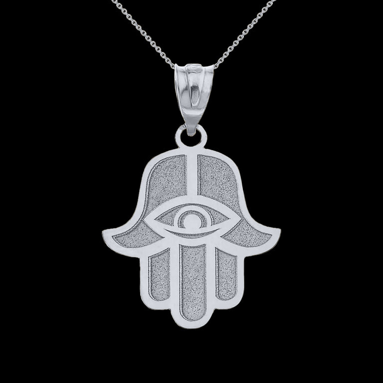 Personalized Engravable Middle Eastern Hamsa Hand Evil Eye With Your NAME in Solid Yellow, White and Rose Gold