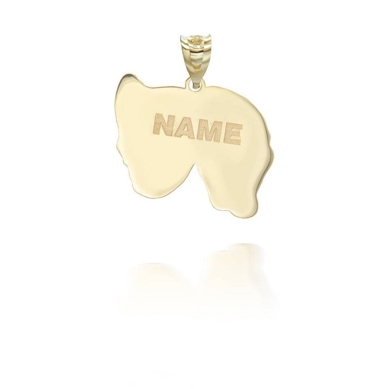 Personalized Comedy & Tragedy Masks Reversible Pendant Necklace With Your NAME in Solid Yellow, White and Rose Gold