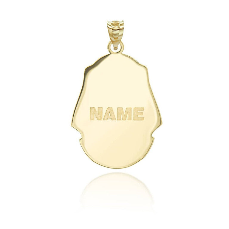 Personalized Cleopatra Ancient Egyptian Queen Reversible Pendant Necklace With Your NAME in Solid Yellow, White and Rose Gold